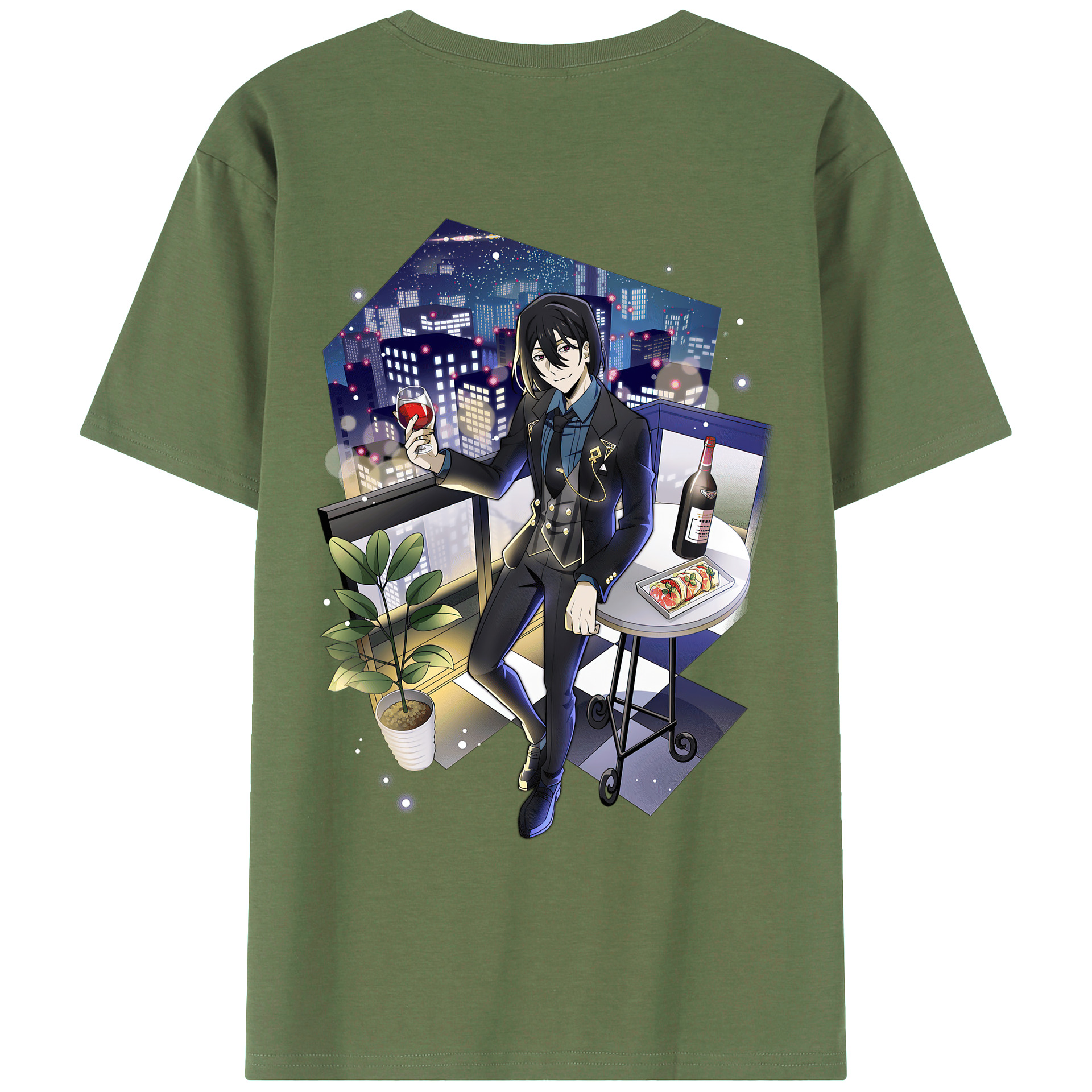 （画像用） 文豪ストレイドッグス Bungo Stray Dogs 綿100％ メンズ半袖Tシャツ（バックプリント） 通気性